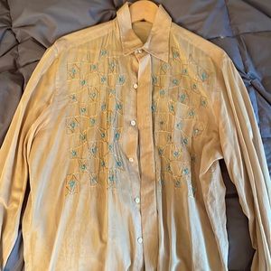 Vintage Valentino shirt with beads size 42, 16 1/2 neck brown
